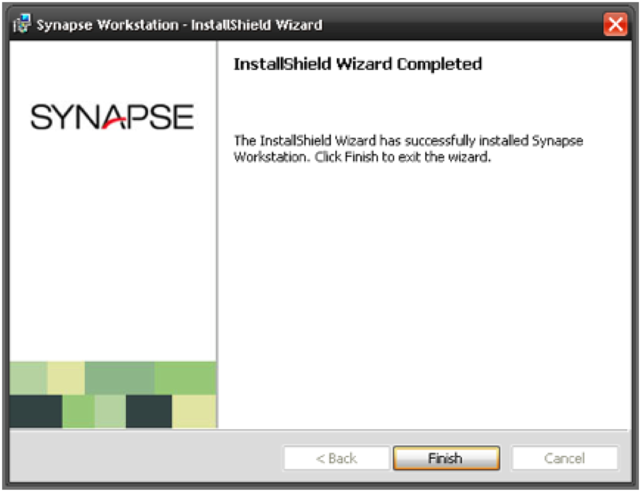 Synapse Software Install Completion Synapse Software Install Completion